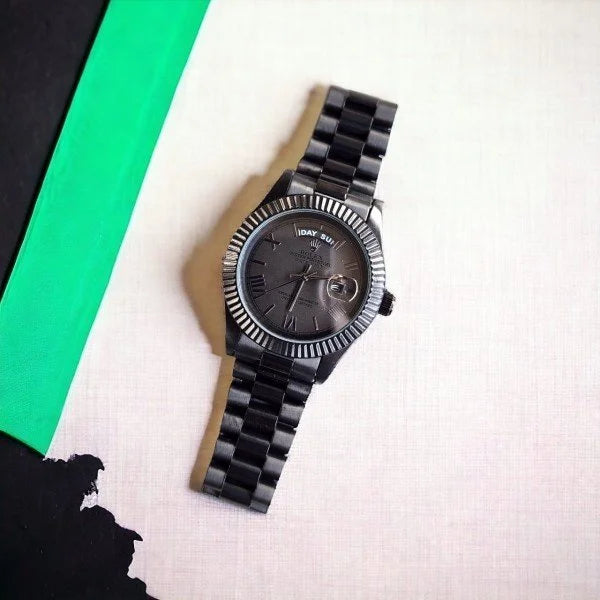 ROLE_X OYSTER PERPETUAL DAY/DATE BLACK STAINLESS STEEL WATCH