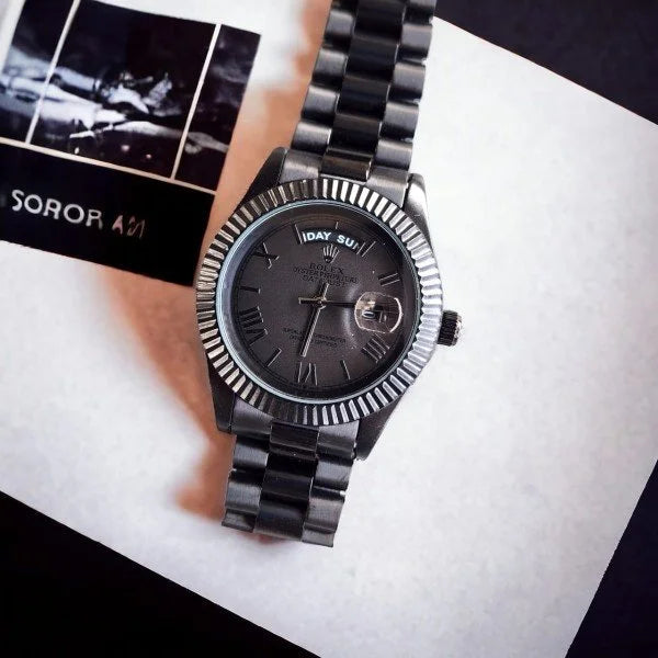 ROLE_X OYSTER PERPETUAL DAY/DATE BLACK STAINLESS STEEL WATCH