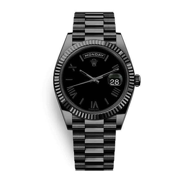 ROLE_X OYSTER PERPETUAL DAY/DATE BLACK STAINLESS STEEL WATCH