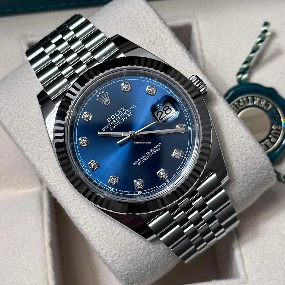 ROLE_X Date just 41 bright blue, diamond-set