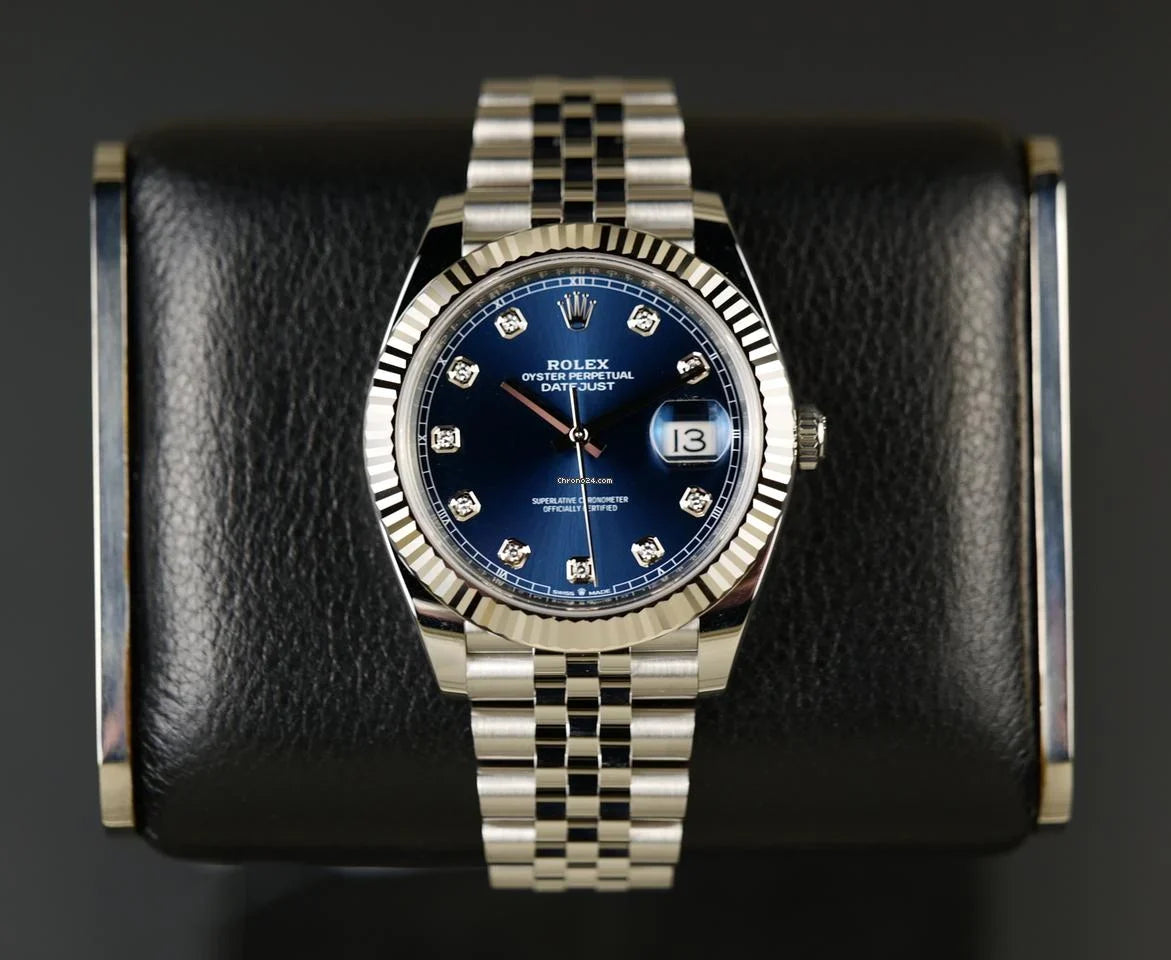 ROLE_X Date just 41 bright blue, diamond-set