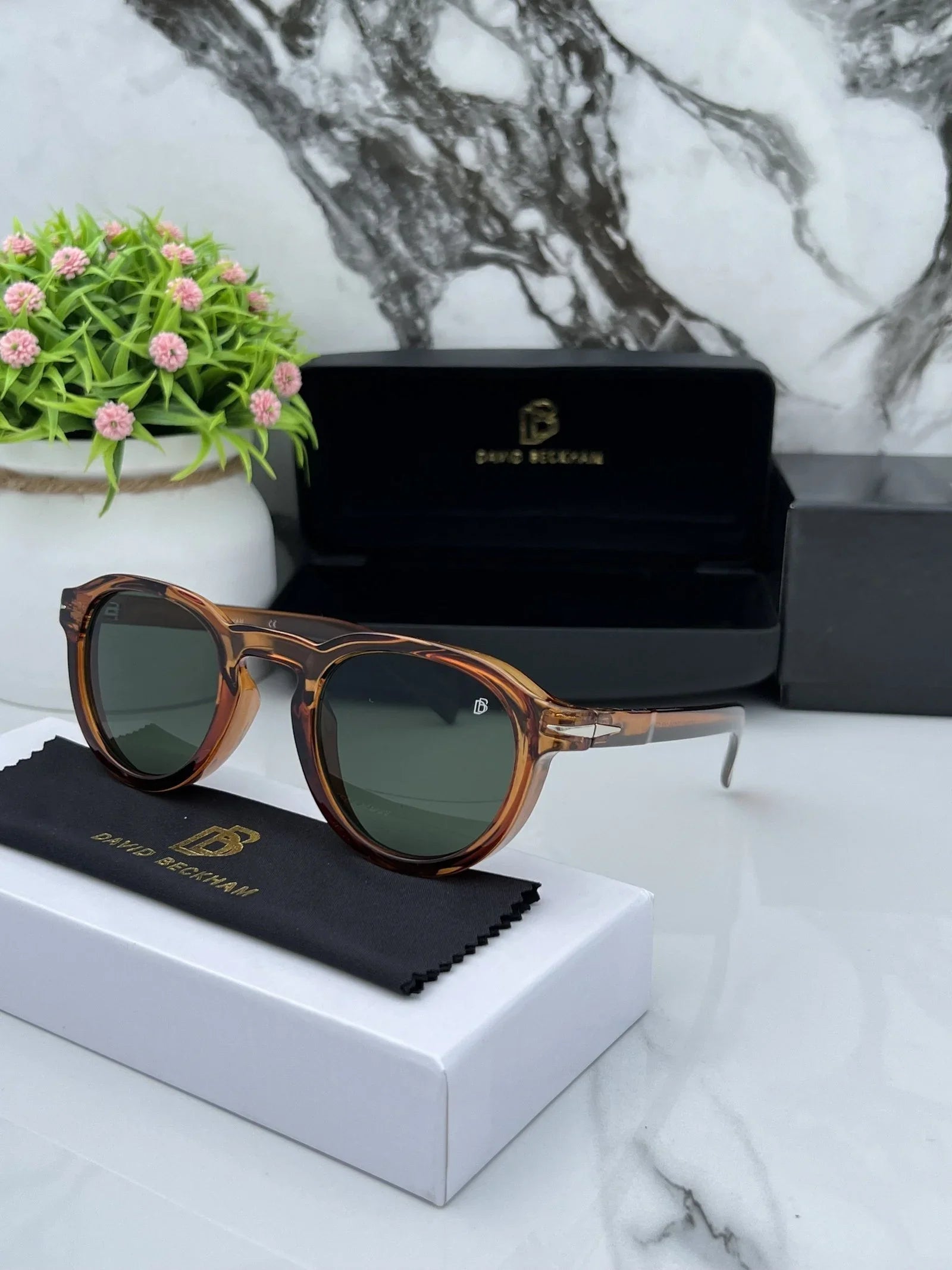 Branded Db Round Brown Green Sunglasses