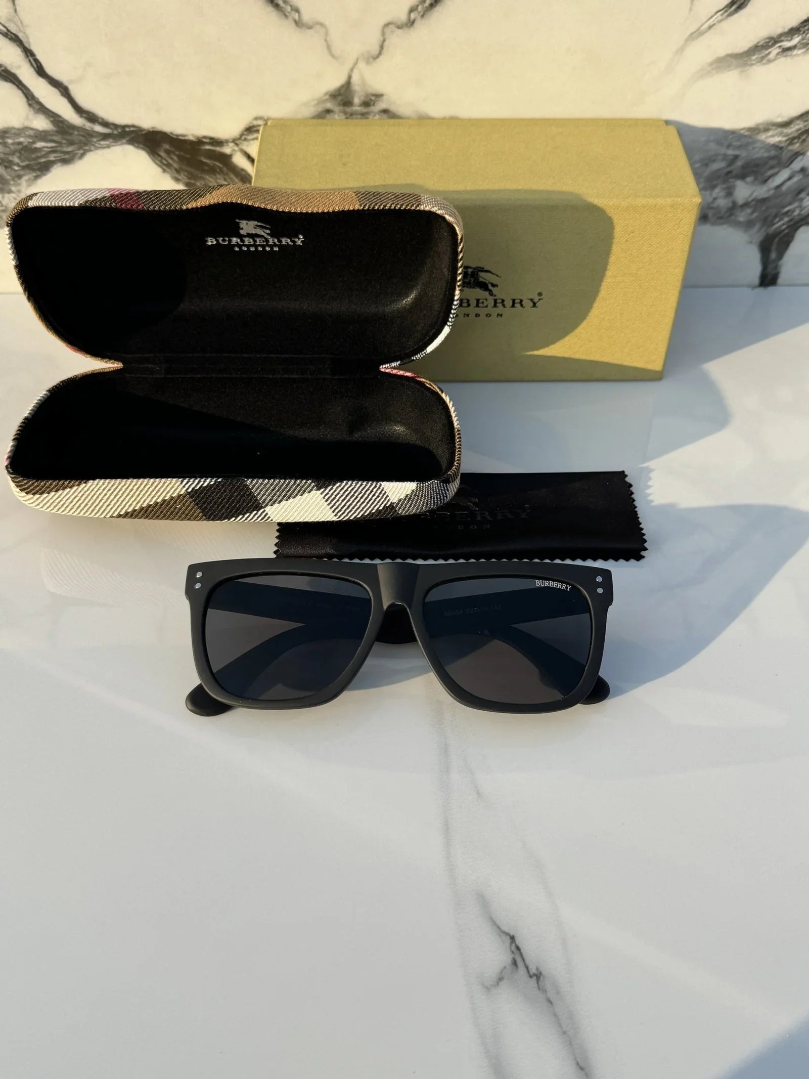 Branded BUR_BERY Full Black Sunglasses (With Original Kit)