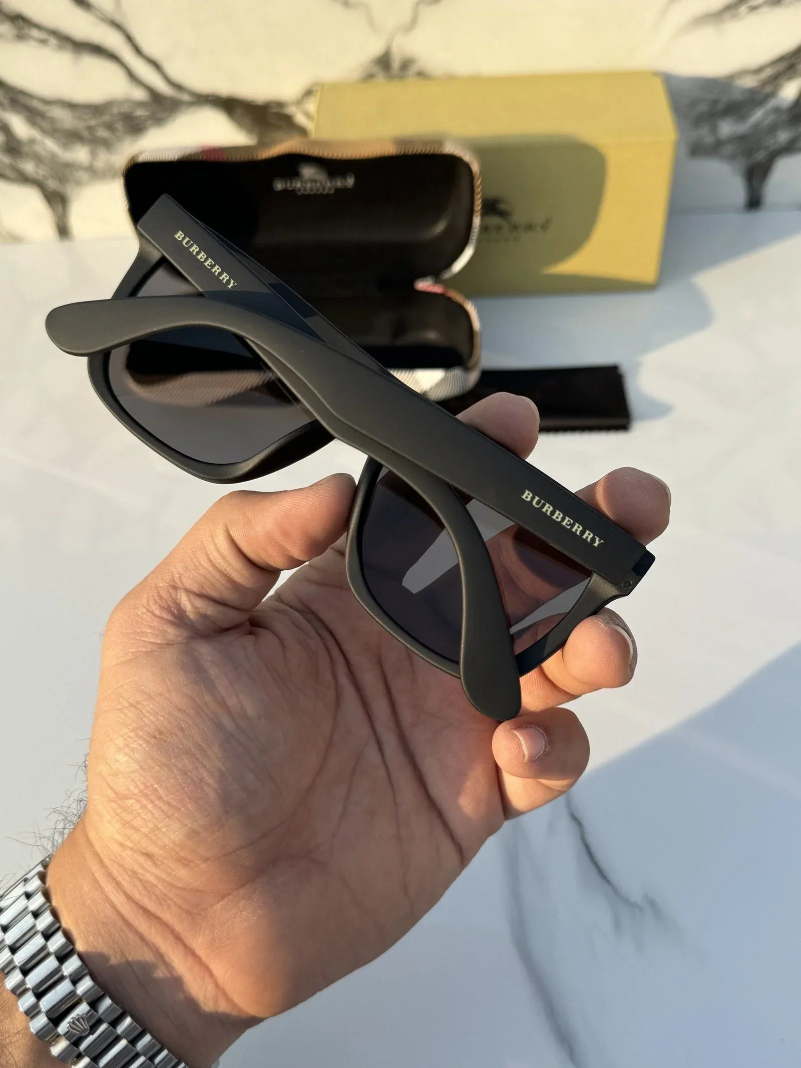 Branded BUR_BERY Full Black Sunglasses (With Original Kit)