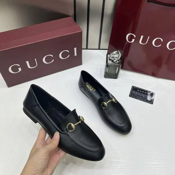 WMNS GUCCCI horsebit Leather Black Loafer TOP BATCH UA
