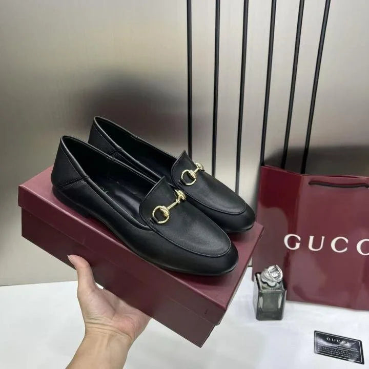 WMNS GUCCCI horsebit Leather Black Loafer TOP BATCH UA