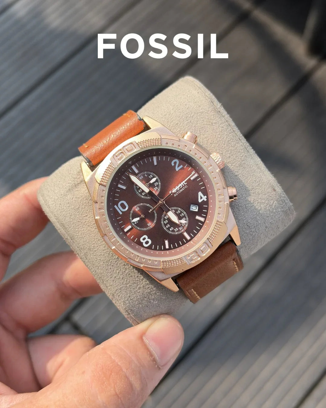 Fossi_l Bronson Chronograph Luggage Leather