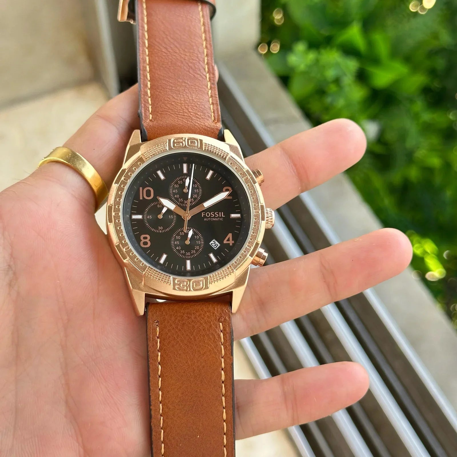 Fossi_l Bronson Chronograph Luggage Leather