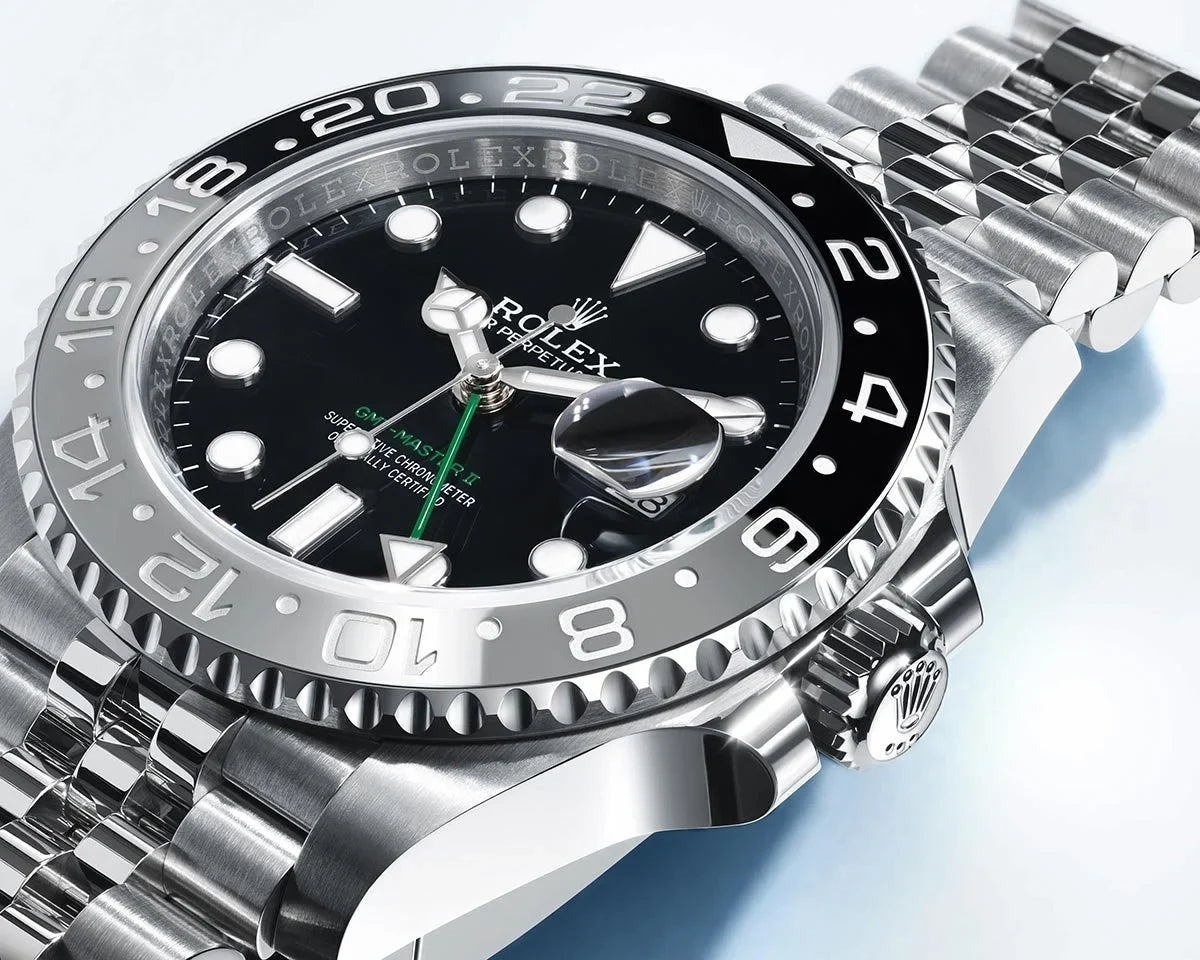 ROLE_X GMT-Master II black dial date Jubilee bracelet.