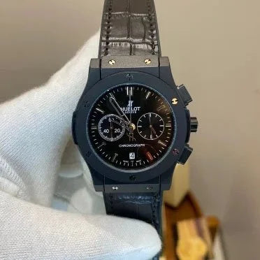 Hub_lot Big Bang Leather Strap Watch.