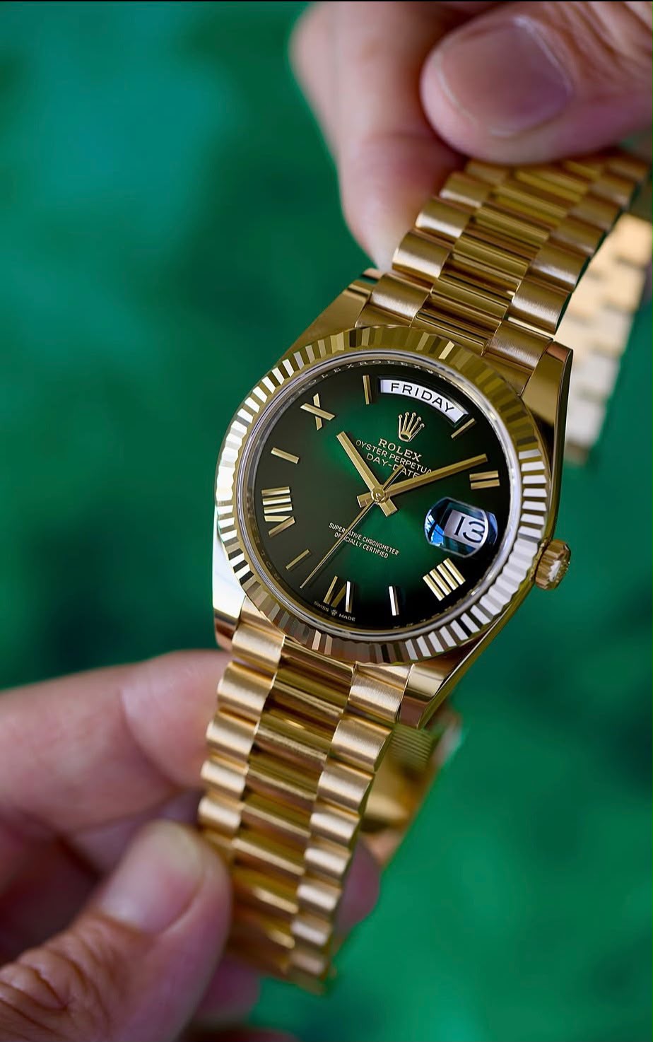 ROLE_X Day Date Oyster Yellow Gold Stainless Steel Wrist Watch