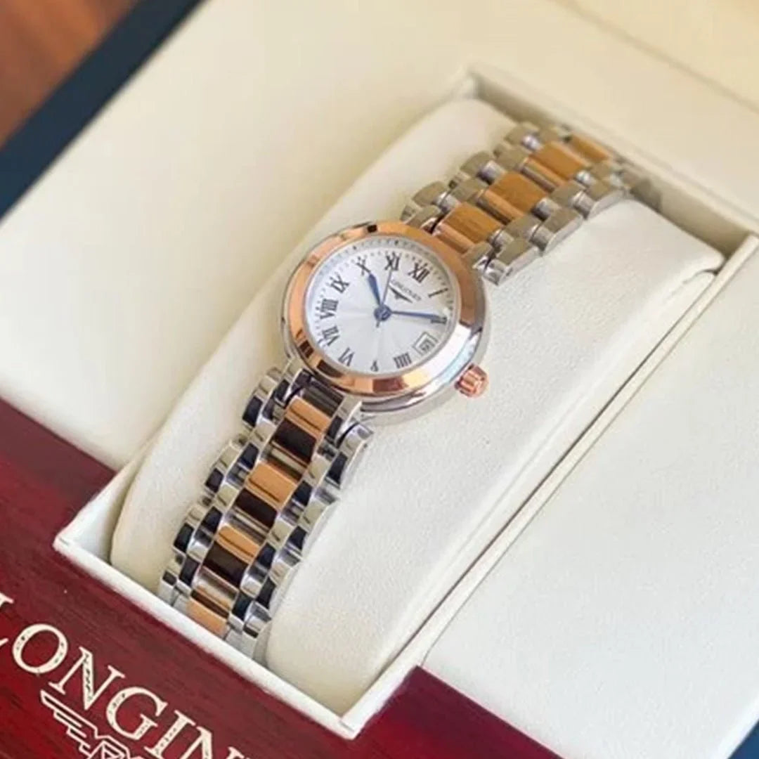 Longin_ess Dual Tone White Dial Ladies Watch