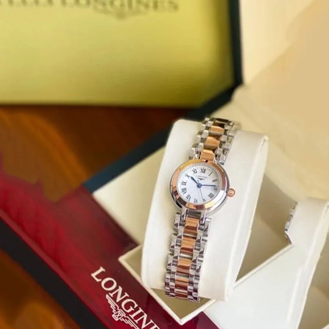 Longin_ess Dual Tone White Dial Ladies Watch