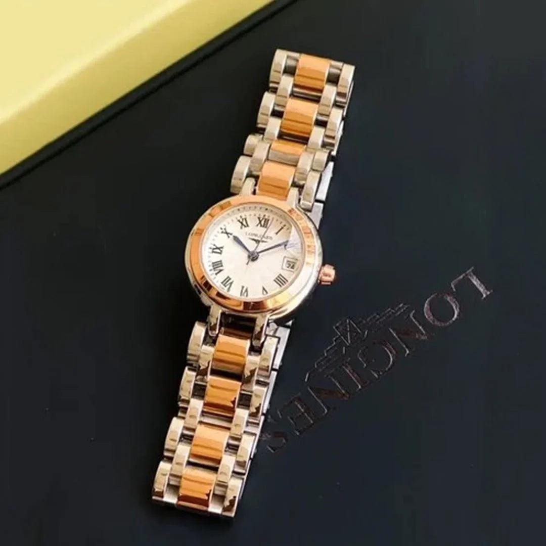 Longin_ess Dual Tone White Dial Ladies Watch
