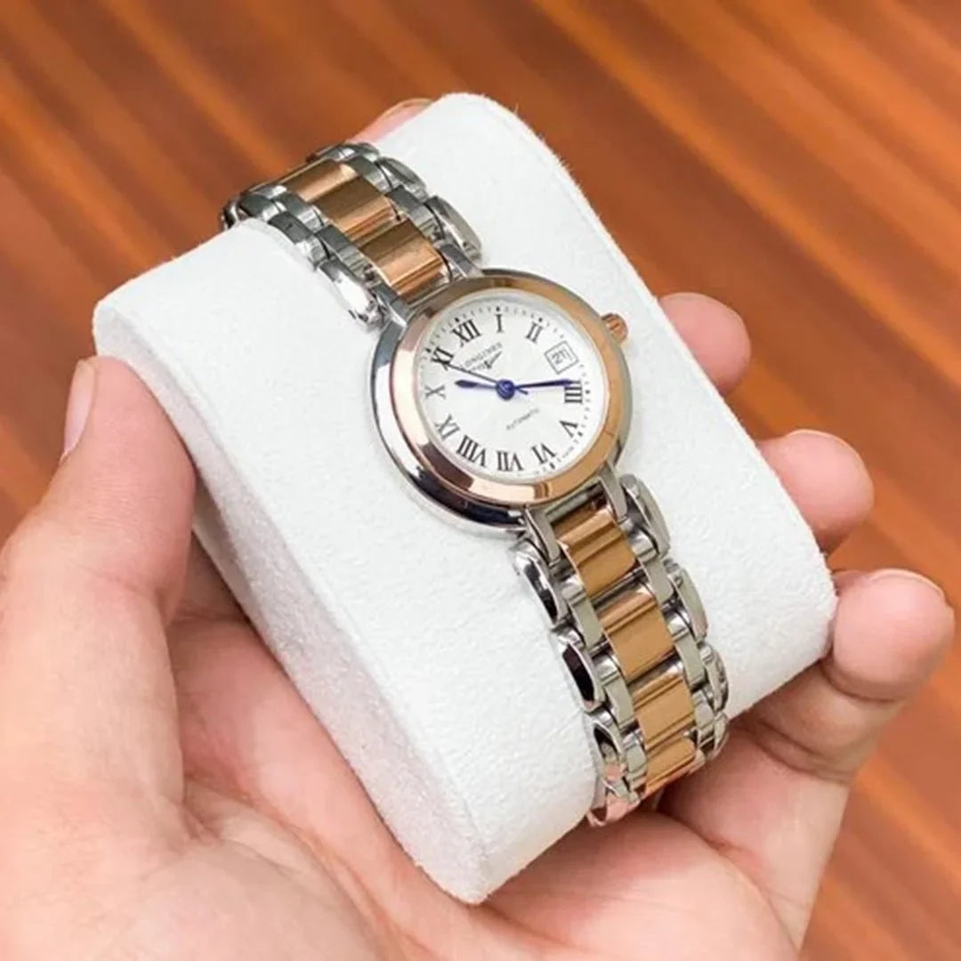 Longin_ess Dual Tone White Dial Ladies Watch