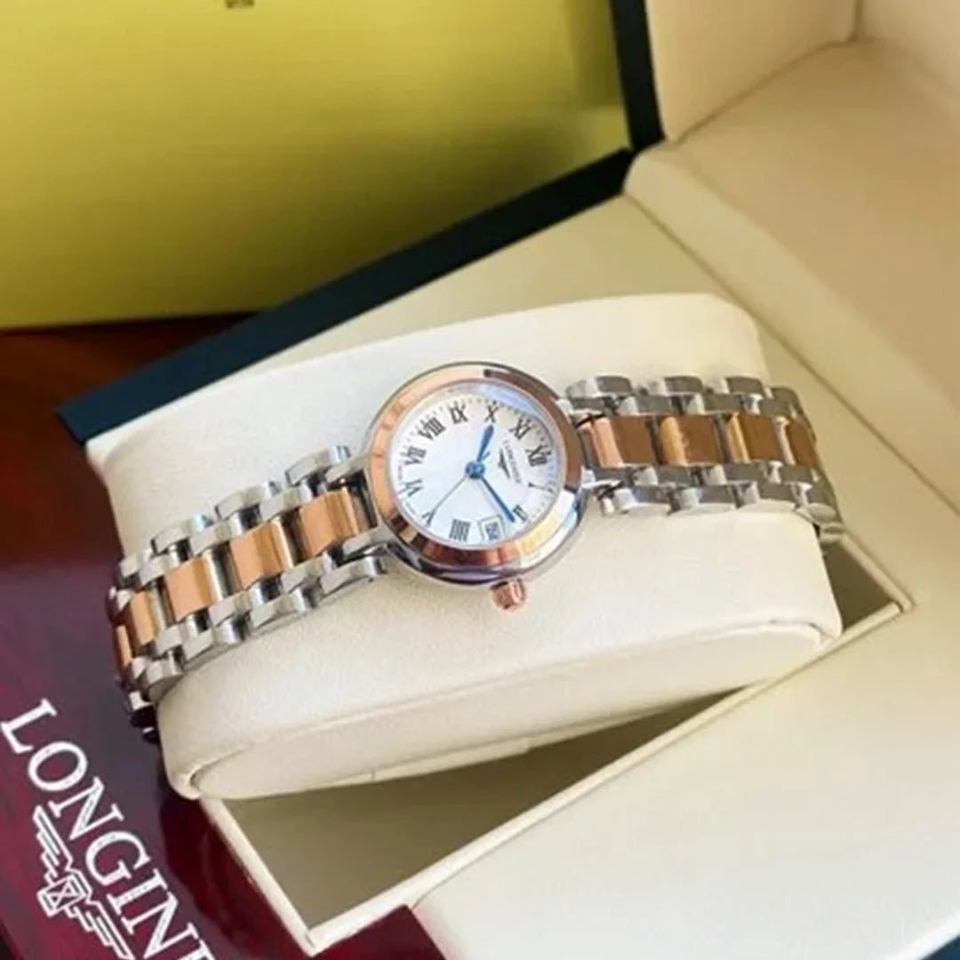 Longin_ess Dual Tone White Dial Ladies Watch