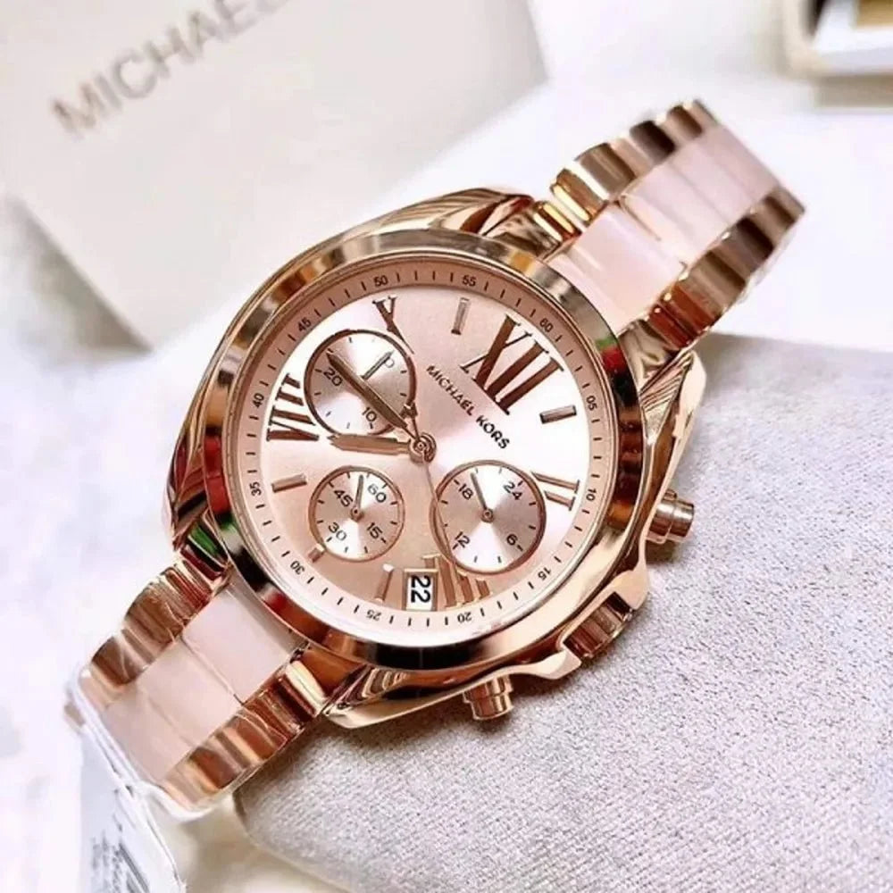 Micha_el Ko_rs Mk Pink Rosrgold Dial Diamond Ladies Watch