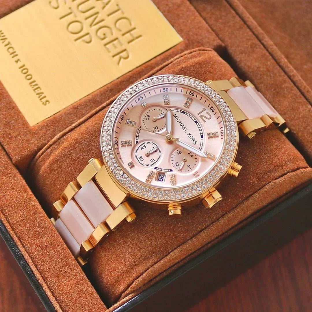 Micha_el Ko_rs Mk 6326 Pink White Dial Chrono Ladies Watch