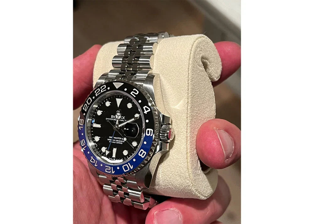 ROLE_X GMT-Master II blue and black Cerachrom bezel black dial Jubilee bracelet.