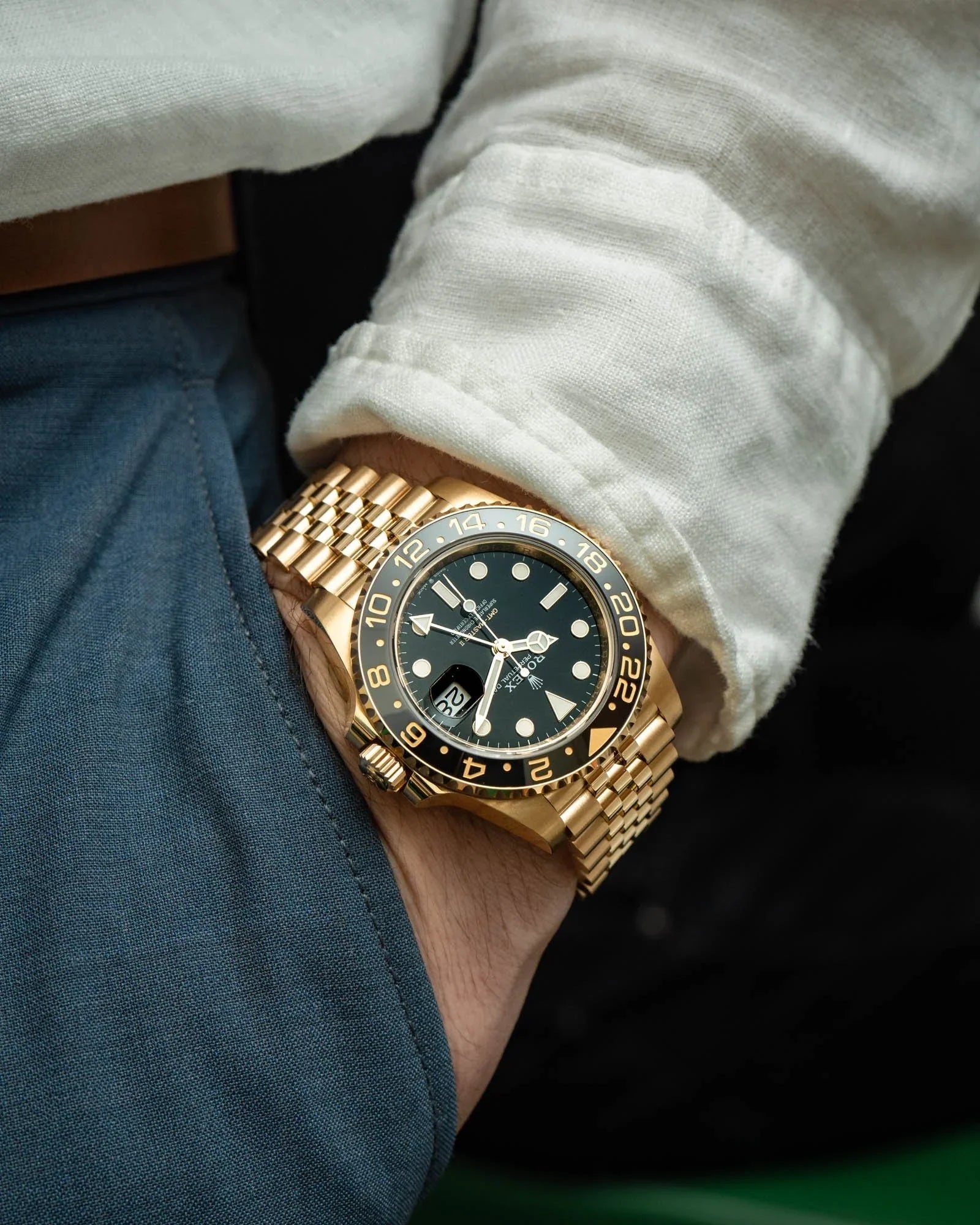 GMT-Master II yellow gold Jubilee bracelet and Black dial