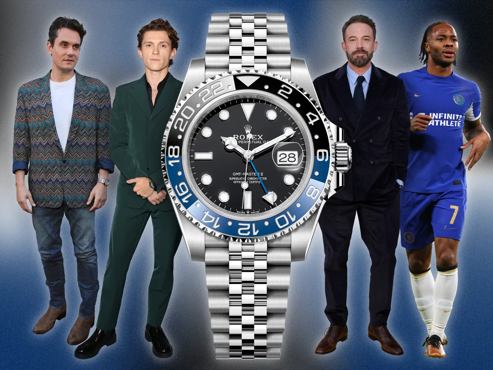 ROLE_X GMT-Master II blue and black Cerachrom bezel black dial Jubilee bracelet.