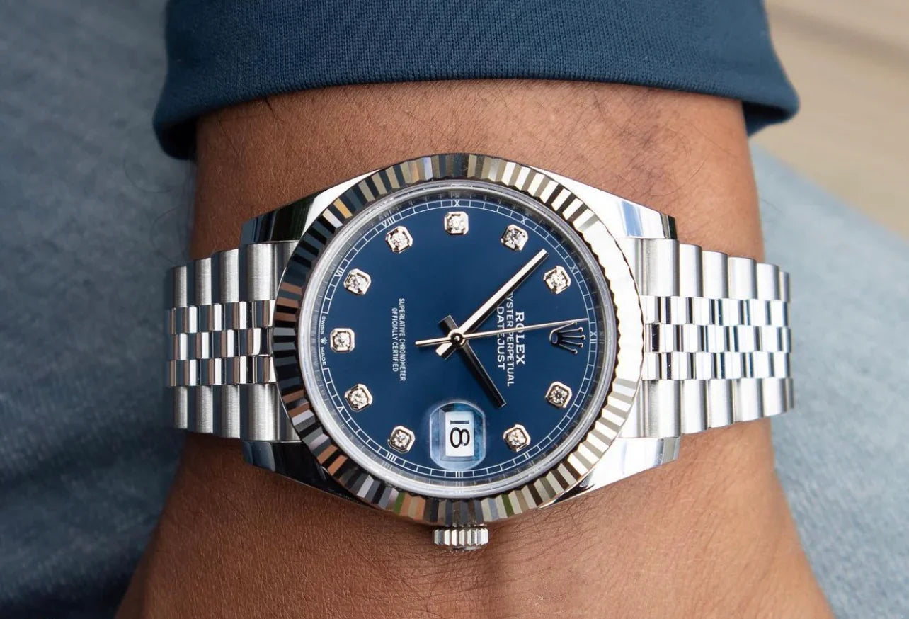 ROLE_X Date just 41 bright blue, diamond-set