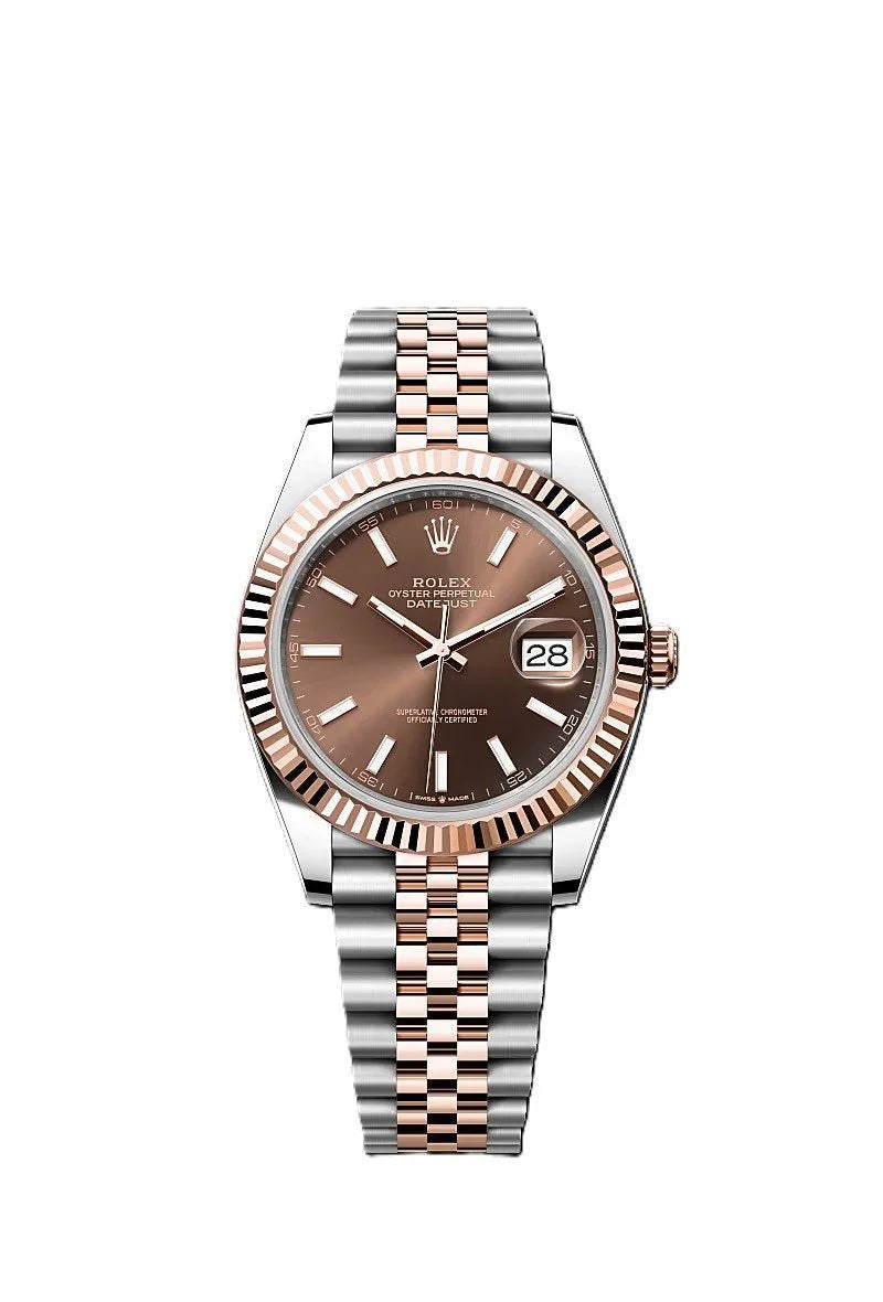 ROLE_X Date just 41 Two-Toned Rose Gold Stainless Steel Brown Dial