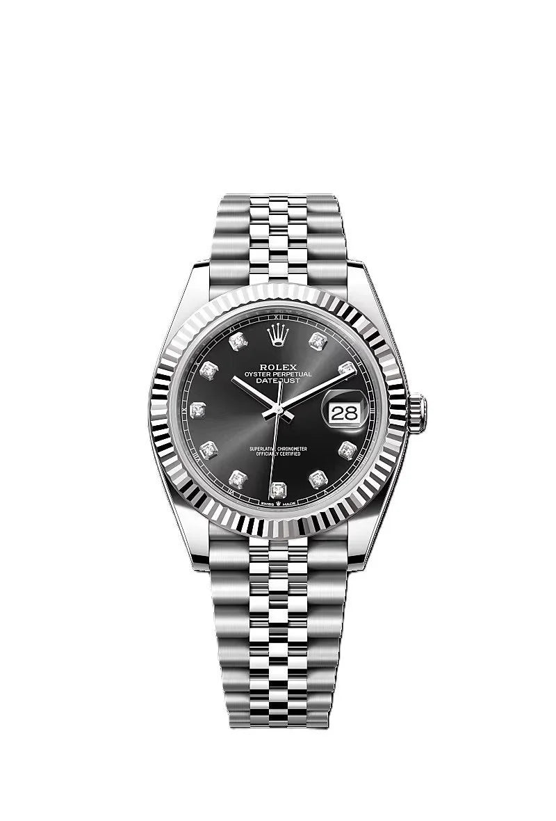 ROLE_X Date just 41 bright black, diamond-set