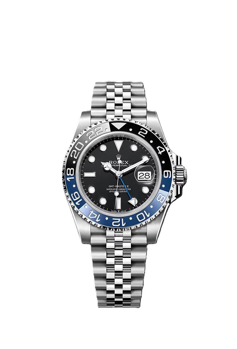 ROLE_X GMT-Master II blue and black Cerachrom bezel black dial Jubilee bracelet.