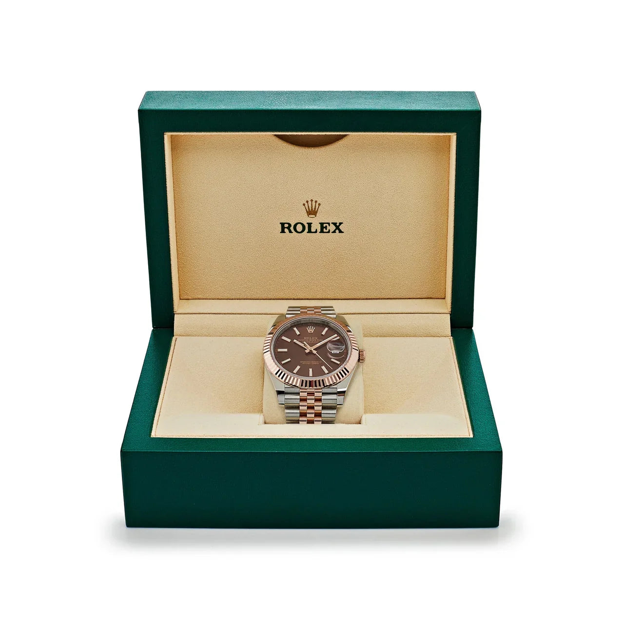 ROLE_X Date just 41 Two-Toned Rose Gold Stainless Steel Brown Dial