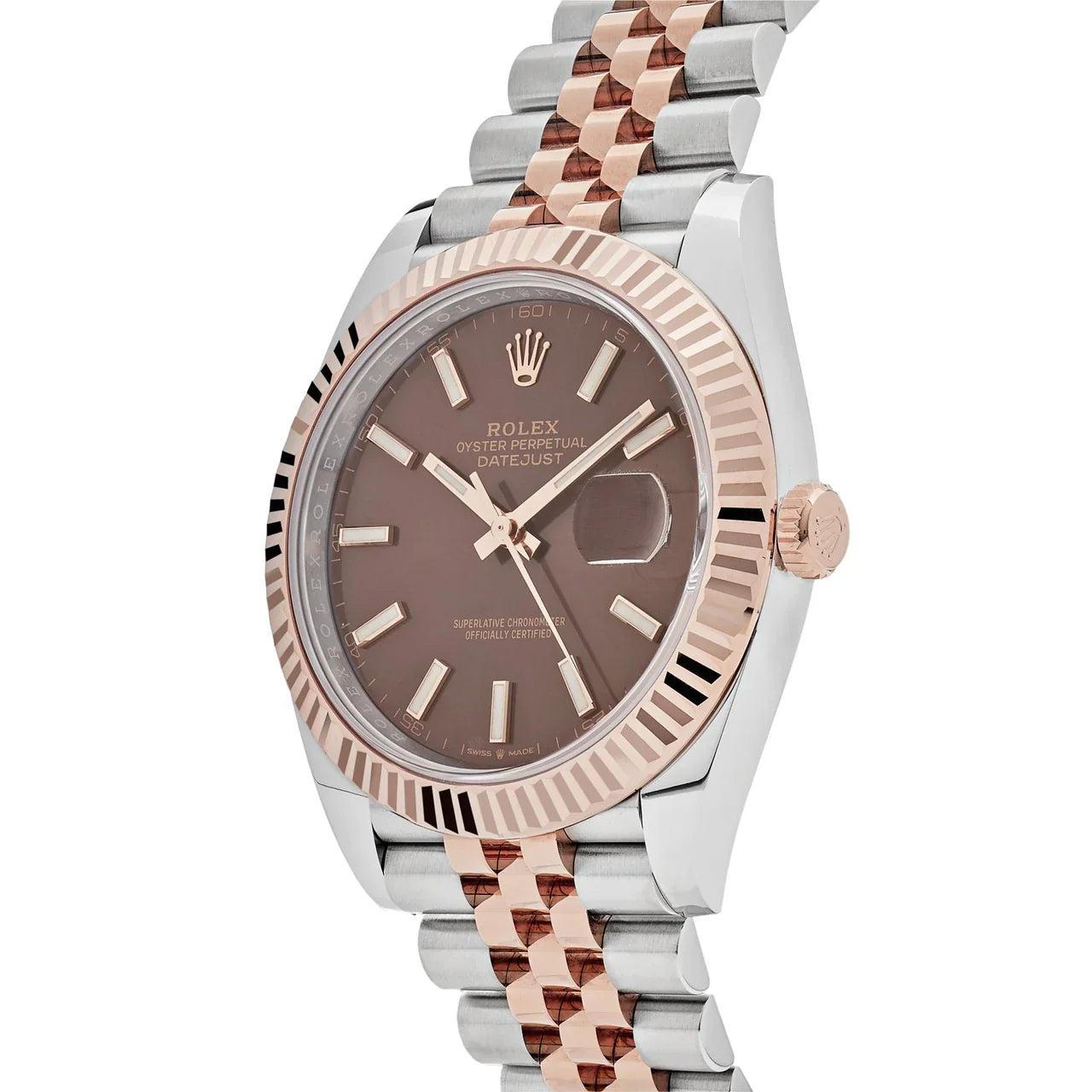 ROLE_X Date just 41 Two-Toned Rose Gold Stainless Steel Brown Dial