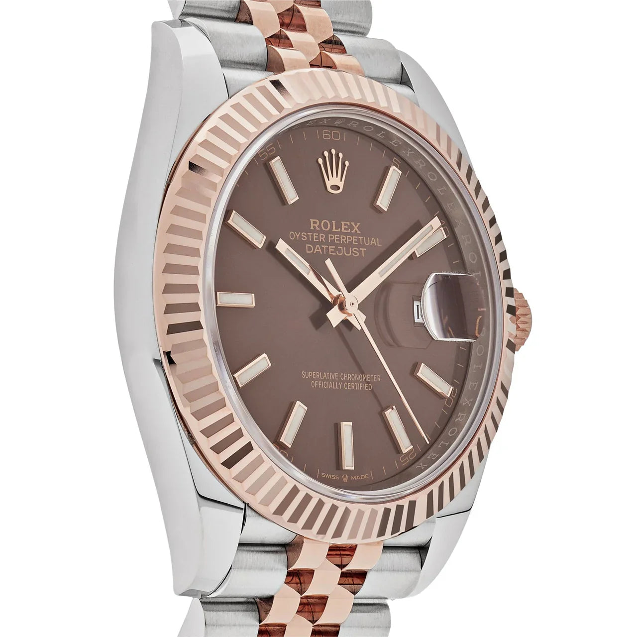 ROLE_X Date just 41 Two-Toned Rose Gold Stainless Steel Brown Dial