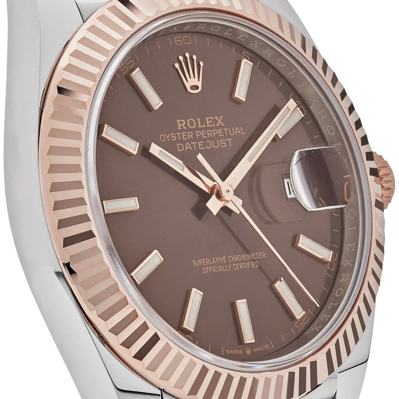 ROLE_X Date just 41 Two-Toned Rose Gold Stainless Steel Brown Dial