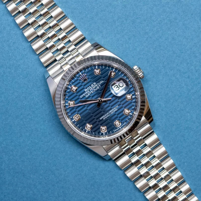 ROLE_X Date just 41 bright blue, diamond-set