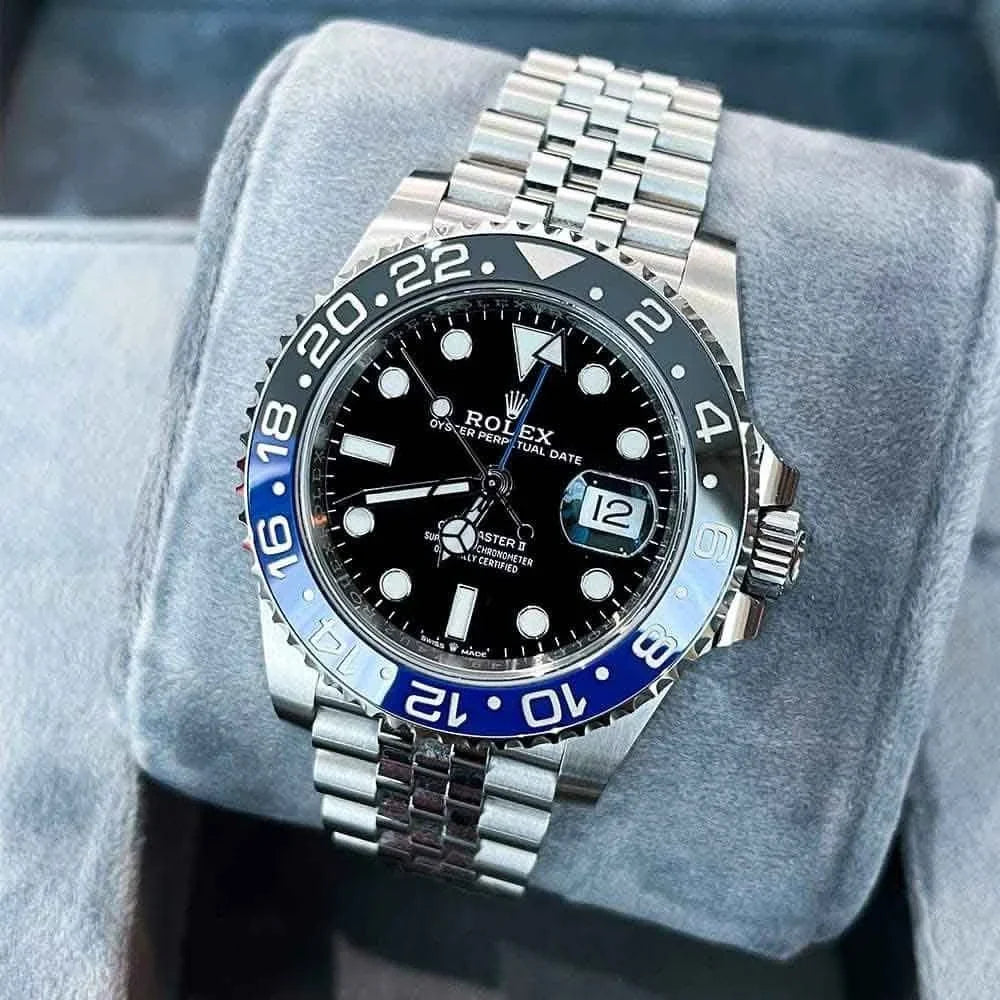 ROLE_X GMT-Master II blue and black Cerachrom bezel black dial Jubilee bracelet.