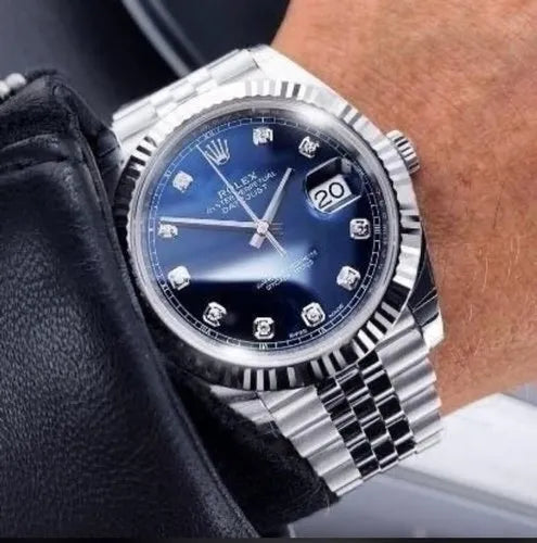 ROLE_X Date just 41 bright blue, diamond-set